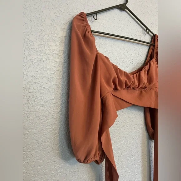 Blush BJ | Medium | Tie-Back/ Open Back | Crop Top | Bell Sleeves - Picture 8 of 10